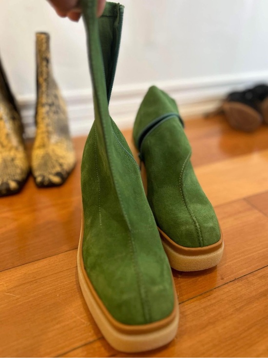 Free People Shoes - Green Suede Platform Ankle Boots - Women